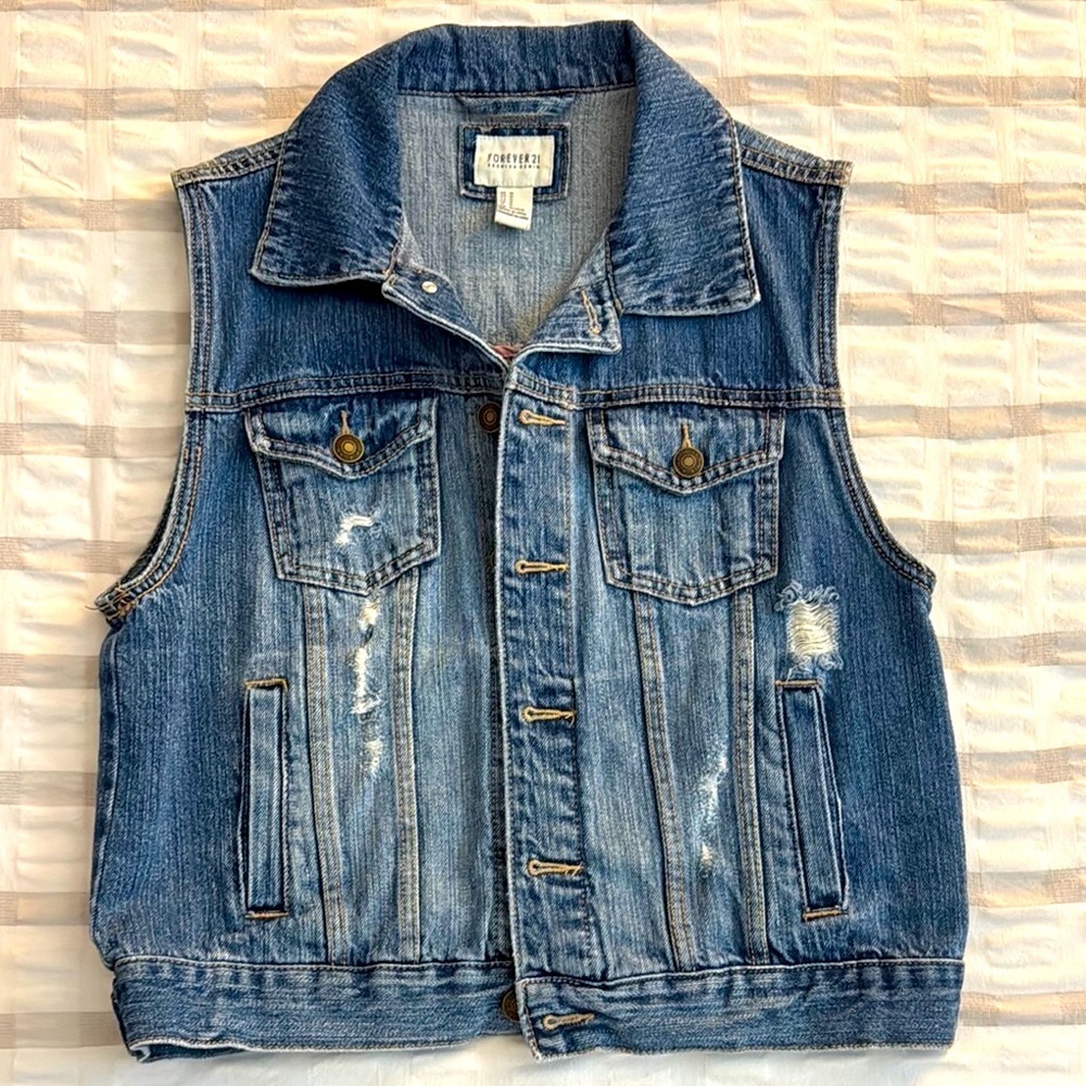 Forever 21 Denim Sleeveless Vest